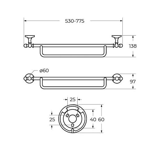 Полотенцедержатель ART&MAX AM-E-2648CLS с регулировкой длины, хром Полотенцедержатель ART&MAX AM-E-2648CLS с регулировкой длины, хром
