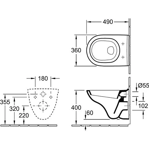 Унитаз подвесной Villeroy & Boch O.Novo 5688H101 (5688 H1 01) Compact Унитаз подвесной Villeroy & Boch O.Novo 5688H101 (5688 H1 01) Compact