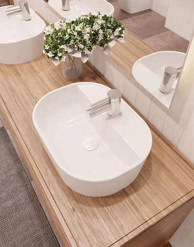 Раковина AQUAme AQM5002 накладная с отверстием под смеситель 505x385x120 Раковина AQUAme AQM5002 накладная с отверстием под смеситель 505x385x120