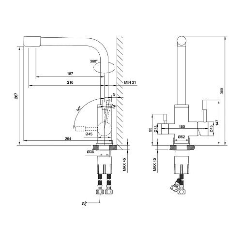 Смеситель для кухни Lemark Expert LM5061BLN с подключением к фильтру, черный Смеситель для кухни Lemark Expert LM5061BLN с подключением к фильтру, черный
