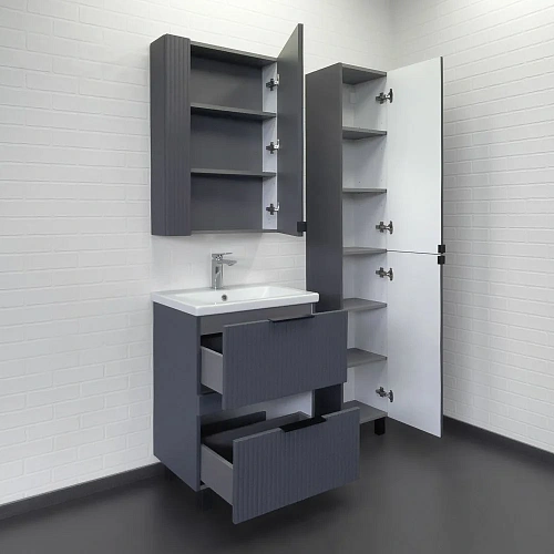 Тумба с раковиной Comforty Лима-60Н2 00-00019209 антрацит раковина Como 60 Тумба с раковиной Comforty Лима-60Н2 00-00019209 антрацит раковина Como 60