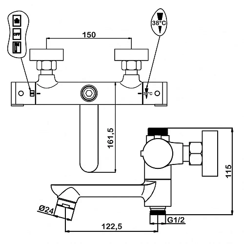 Душевая система Swedbe Hermes 9090 с термостатическим смесителем для ванны Душевая система Swedbe Hermes 9090 с термостатическим смесителем для ванны