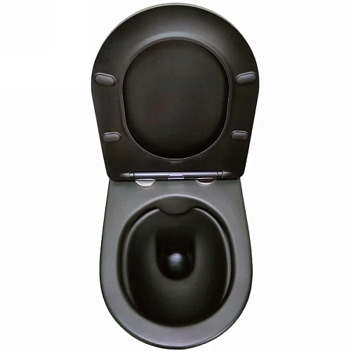 Унитаз подвесной Ceruttispa SELLA Aria MB CT9160 безободковый черный матовый, сиденье микролифт Унитаз подвесной Ceruttispa SELLA Aria MB CT9160 безободковый черный матовый, сиденье микролифт
