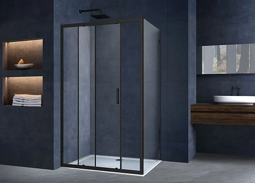 Душевой уголок Alpha VSR-3AL9012CLB, 1200x900, черный, стекло прозрачное Душевой уголок Alpha VSR-3AL9012CLB, 1200x900, черный, стекло прозрачное