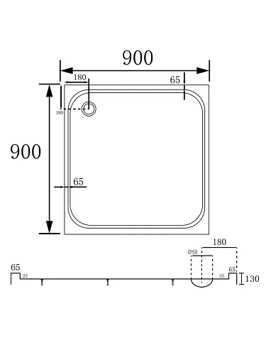 Душевой поддон ABBER AD3D090 90х90 квадратный, акриловый, белый Душевой поддон ABBER AD3D090 90х90 квадратный, акриловый, белый