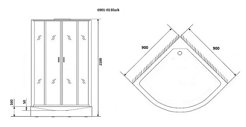Душевая кабина Niagara Premium NG-6902-01 BLACK (1000х1000х2100) низкий поддон (16 см) стекло тонированное 69020134BLACK Душевая кабина Niagara Premium NG-6902-01 BLACK (1000х1000х2100) низкий поддон (16 см) стекло тонированное 69020134BLACK