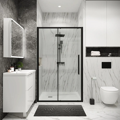 Душевая дверь GROSSMAN Cosmo 100.K33.02.130.21.00 (130x195) черный матовый, стекло прозрачное Душевая дверь GROSSMAN Cosmo 100.K33.02.130.21.00 (130x195) черный матовый, стекло прозрачное