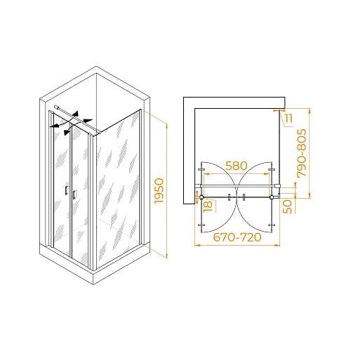 Душевой уголок RGW PA-144B (PA-104B+Z-050-2B+O-104B) 700x800 мм 060814478-014 черный Easy Clean Душевой уголок RGW PA-144B (PA-104B+Z-050-2B+O-104B) 700x800 мм 060814478-014 черный Easy Clean