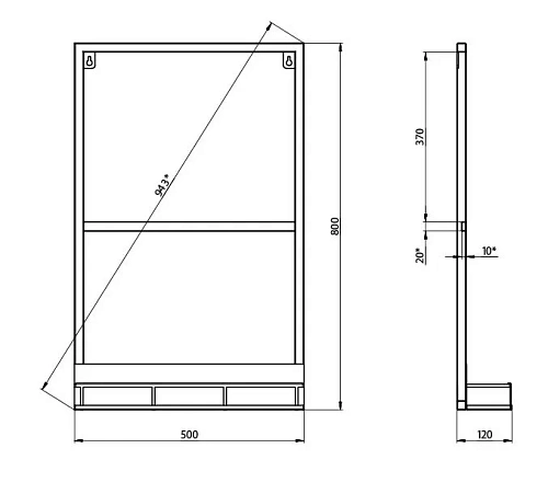 Зеркало GROSSMAN МЕТРИС-50 см в раме с полочкой черное 50x80 205001 Зеркало GROSSMAN МЕТРИС-50 см в раме с полочкой черное 50x80 205001