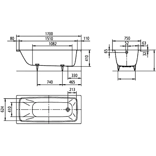 Стальная ванна KALDEWEI Cayono 170x75 easy-clean mod. 750 275000013001 Стальная ванна KALDEWEI Cayono 170x75 easy-clean mod. 750 275000013001