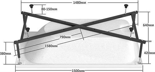 Акриловая ванна DIWO Ярославль 150x70 прямоугольная, пристенная, российская 511133 Акриловая ванна DIWO Ярославль 150x70 прямоугольная, пристенная, российская 511133