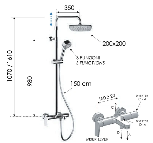 Душевая система Remer Dream D34AAD20 с изливом Душевая система Remer Dream D34AAD20 с изливом