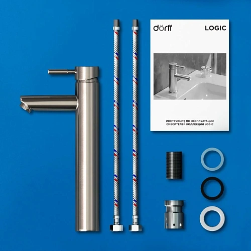 Смеситель для раковины Dorff Logic SS D3002102SS из нержавеющей стали высокий Смеситель для раковины Dorff Logic SS D3002102SS из нержавеющей стали высокий
