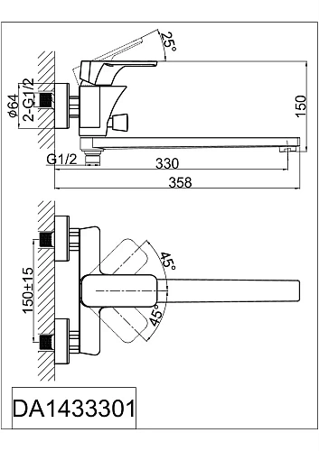 Смеситель для ванны D&K Berlin Steinbeis DA1433316 Смеситель для ванны D&K Berlin Steinbeis DA1433316