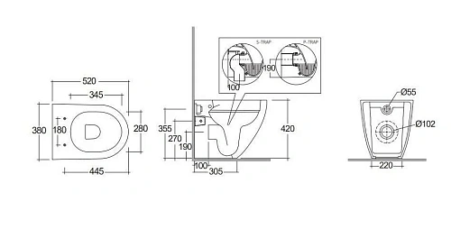 Унитаз напольный Kludi RESA D 24WCB0443 керамический, без сиденья Унитаз напольный Kludi RESA D 24WCB0443 керамический, без сиденья