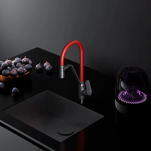 Смеситель для кухни AM.PM Like F8007828 с каналом для питьевой воды и гибким изливом, черный/красный Смеситель для кухни AM.PM Like F8007828 с каналом для питьевой воды и гибким изливом, черный/красный