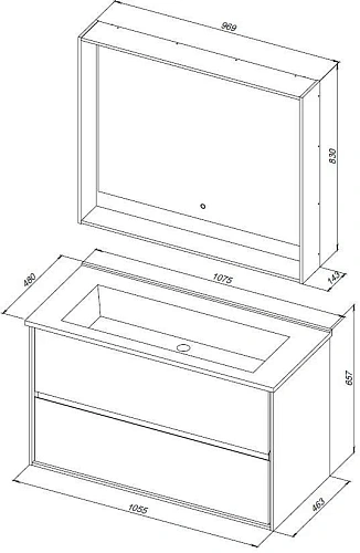 Тумба под раковину Aquanet Милан 105 белый глянец 00339970 подвесная Тумба под раковину Aquanet Милан 105 белый глянец 00339970 подвесная