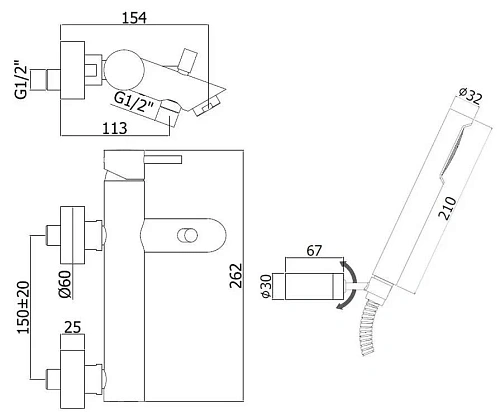 Смеситель для ванны Paffoni Light LIG023HGSP Смеситель для ванны Paffoni Light LIG023HGSP