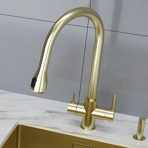 Смеситель для кухни Paulmark LANGE светлое золото La214212-LG Смеситель для кухни Paulmark LANGE светлое золото La214212-LG