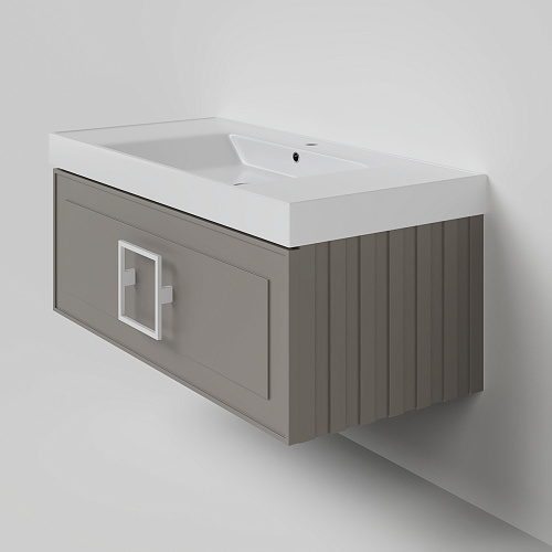 Тумба с раковиной La Fenice Cubo Cappuccino 100 NFNC-01-CUB-C-100-2-100 белая матовая, ручка белая Тумба с раковиной La Fenice Cubo Cappuccino 100 NFNC-01-CUB-C-100-2-100 белая матовая, ручка белая