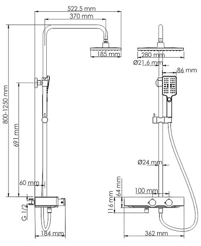 Душевая система WasserKRAFT A11301 Thermo с термостатом белый/хром Душевая система WasserKRAFT A11301 Thermo с термостатом белый/хром