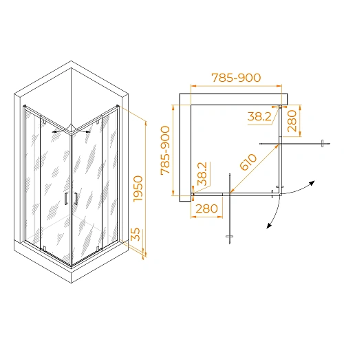 Душевой уголок RGW PA-038B 800x800 мм 350803888-14 черный Easy Clean Душевой уголок RGW PA-038B 800x800 мм 350803888-14 черный Easy Clean