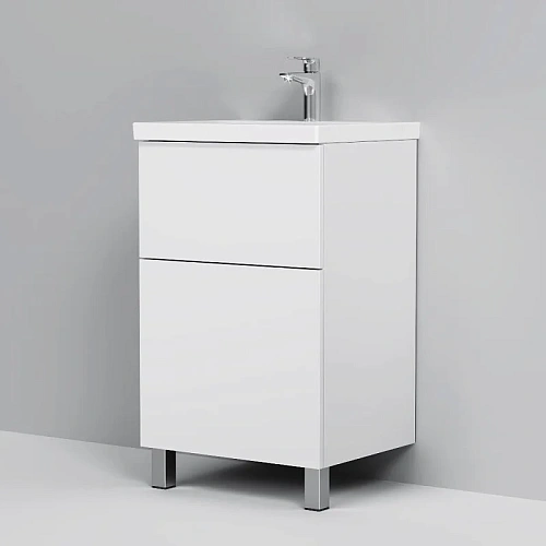 Тумба под раковину AM.PM Gem M90FSX0502WG напольная, 50 см push-to-open, белый, Тумба под раковину AM.PM Gem M90FSX0502WG напольная, 50 см push-to-open, белый,