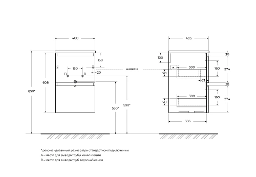 Тумба под раковину BelBagno UNO-MINI-400-2C-SO-GSO темно-серый матовый, 400x405x608 Тумба под раковину BelBagno UNO-MINI-400-2C-SO-GSO темно-серый матовый, 400x405x608
