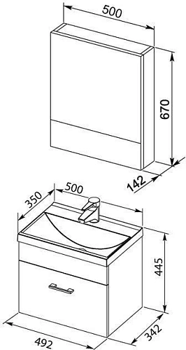 Комплект мебели Aquanet Нота NEW 50 белый 00231069 Комплект мебели Aquanet Нота NEW 50 белый 00231069