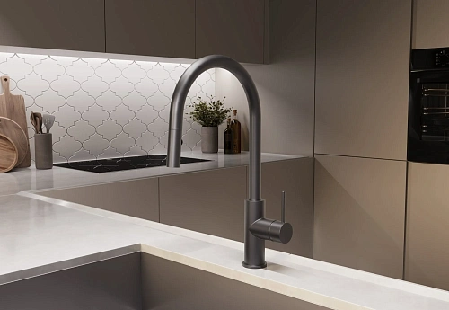 Смеситель для кухни Vincea City VKF-2C1GM, вороненая сталь Смеситель для кухни Vincea City VKF-2C1GM, вороненая сталь