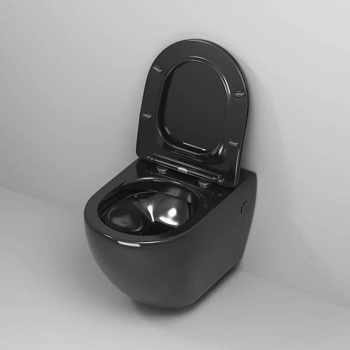 Унитаз подвесной GROSSMAN GR-4411BS Color 560x360x350 черный безободковый с тонкой крышкой Унитаз подвесной GROSSMAN GR-4411BS Color 560x360x350 черный безободковый с тонкой крышкой