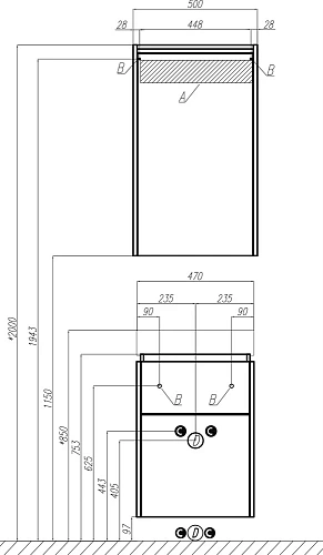 Комплект мебели STWORKI Дублин 50 белая, в скандинавском стиле, с подсветкой 406298 Комплект мебели STWORKI Дублин 50 белая, в скандинавском стиле, с подсветкой 406298
