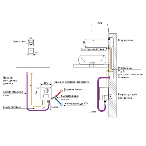 Смеситель для раковины Timo Selene 2073/16SM встроенный, сенсорный, белый матовый Смеситель для раковины Timo Selene 2073/16SM встроенный, сенсорный, белый матовый