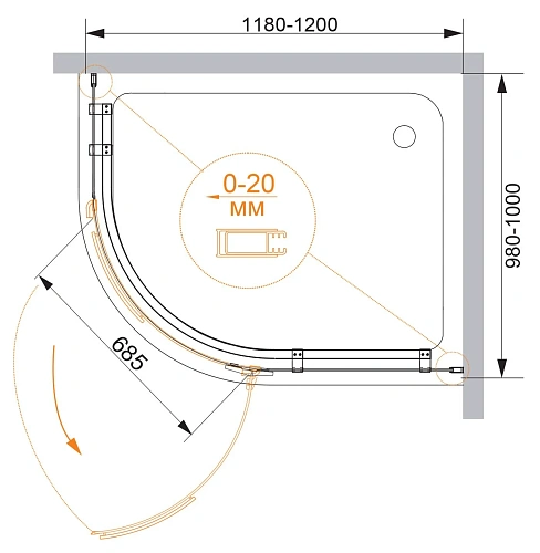 Душевой уголок CEZARES BERGAMO-W-RH-1-120/100-ARCO-C-Cr-R-IV 120x100см стекло прозрачное, профиль хром Душевой уголок CEZARES BERGAMO-W-RH-1-120/100-ARCO-C-Cr-R-IV 120x100см стекло прозрачное, профиль хром
