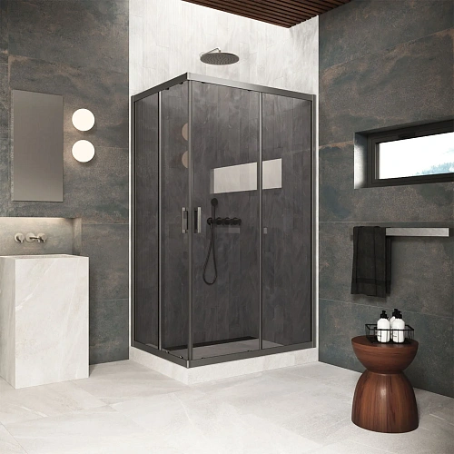 Душевой уголок Vegas-glass ZA-F Protec 85*70 11 07 850x700 мм, профиль оружейная сталь, стекло графит Душевой уголок Vegas-glass ZA-F Protec 85*70 11 07 850x700 мм, профиль оружейная сталь, стекло графит