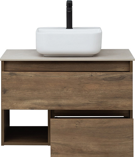Тумба с раковиной STWORKI Карлстад 75 дуб рустикальный, простоун беж 425315 Тумба с раковиной STWORKI Карлстад 75 дуб рустикальный, простоун беж 425315