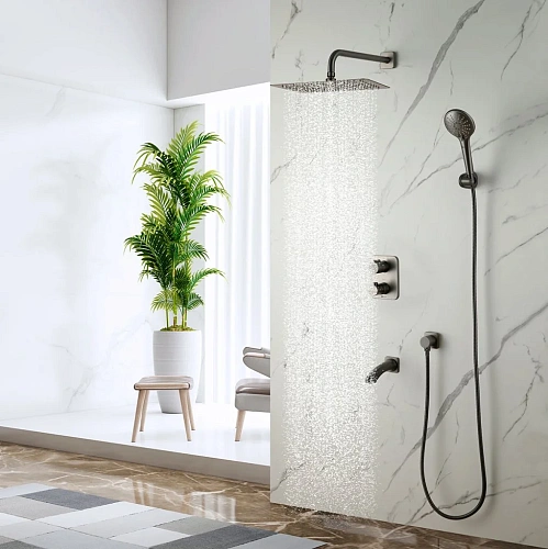 Душевая система Lemark Bronx LM3742GM термостатическая, встраиваемая, графит Душевая система Lemark Bronx LM3742GM термостатическая, встраиваемая, графит