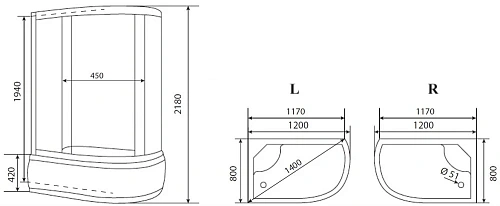 Душевая кабина Timo eco TE-0720 L 120x80x218 Душевая кабина Timo eco TE-0720 L 120x80x218