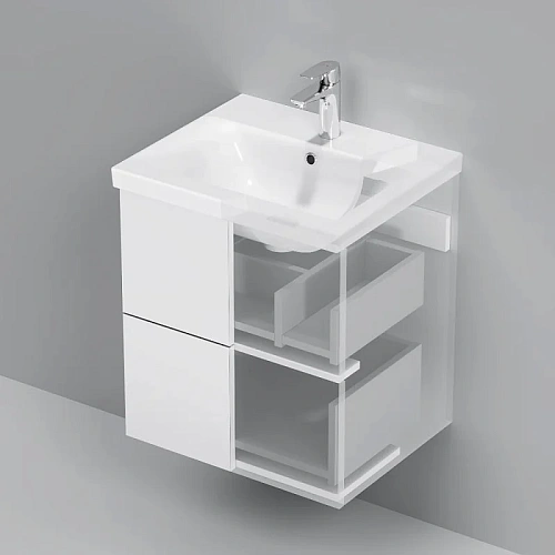 Тумба под раковину AM.PM Gem M90FHX0502WG подвесная, 50 см push-to-open, белый, Тумба под раковину AM.PM Gem M90FHX0502WG подвесная, 50 см push-to-open, белый,