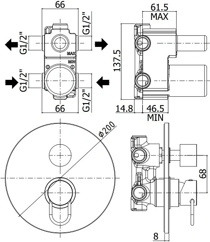 Смеситель для душа Paffoni Joker JK019CR (с внутренней частью) Смеситель для душа Paffoni Joker JK019CR (с внутренней частью)
