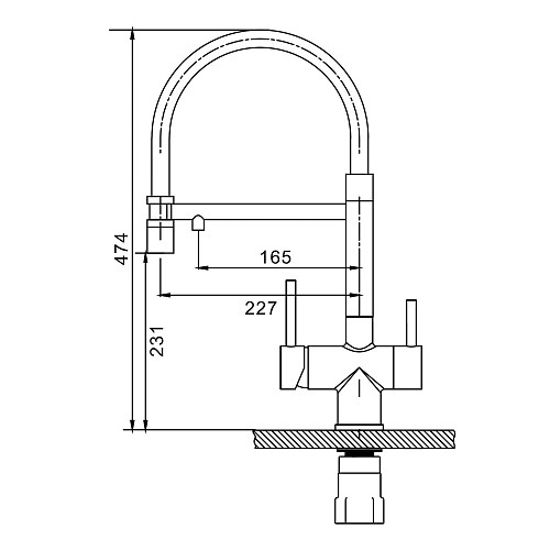 Смеситель для кухни Splenka S70.63.09 с гибким изливом с подключением к фильтру, графит Смеситель для кухни Splenka S70.63.09 с гибким изливом с подключением к фильтру, графит