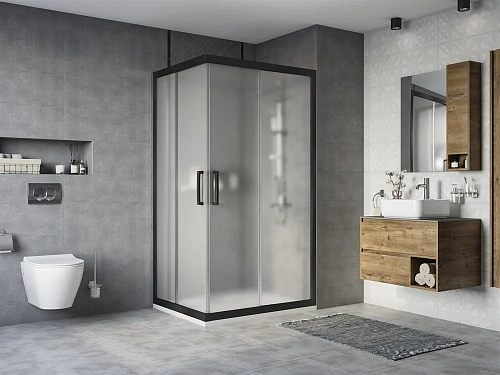 Душевой уголок STWORKI Карлстад 110x90 см профиль черный матовый, стекло матовое 467248 Душевой уголок STWORKI Карлстад 110x90 см профиль черный матовый, стекло матовое 467248