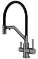 Смеситель для кухни Raglo R81.62.09 с гибким изливом с подключением к фильтру, графит Смеситель для кухни Raglo R81.62.09 с гибким изливом с подключением к фильтру, графит