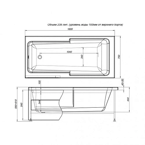 Акриловая ванна Aquanet Taurus 160x75 00210292 Акриловая ванна Aquanet Taurus 160x75 00210292