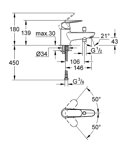 Смеситель для ванны GROHE Eurosmart Cosmopolitan, хром (32836000) Смеситель для ванны GROHE Eurosmart Cosmopolitan, хром (32836000)