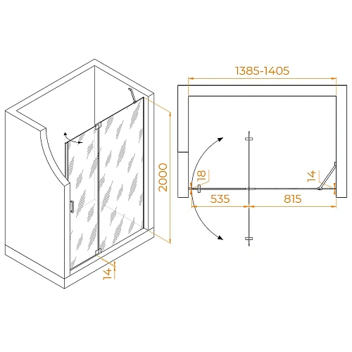 Душевая дверь RGW Hotel HO-014 1400 мм Easy Clean хром 350601414-11 Душевая дверь RGW Hotel HO-014 1400 мм Easy Clean хром 350601414-11
