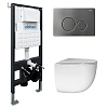 Комплект унитаза ABBER Bequem AC1132TC белый, с закрытым дном с инсталляцией AC0105 и кнопкой AC0121NG никель