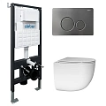 Комплект унитаза ABBER Bequem AC1132TC белый, с закрытым дном с инсталляцией AC0105 и кнопкой AC0121NG никель Комплект унитаза ABBER Bequem AC1132TC белый, с закрытым дном с инсталляцией AC0105 и кнопкой AC0121NG никель