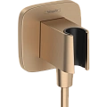 Шланговое подключение Hansgrohe FixFit Porter Q с держателем для душа 26887140, шлифованная бронза Шланговое подключение Hansgrohe FixFit Porter Q с держателем для душа 26887140, шлифованная бронза