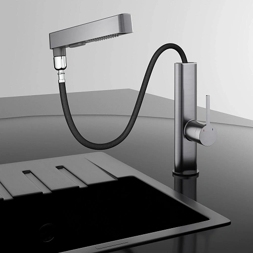 Смеситель для кухни Vincea VKF-22GM, вороненая сталь Смеситель для кухни Vincea VKF-22GM, вороненая сталь